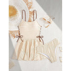 Women's Swimsuit with Flared Skirt and Adjustable Tie System
