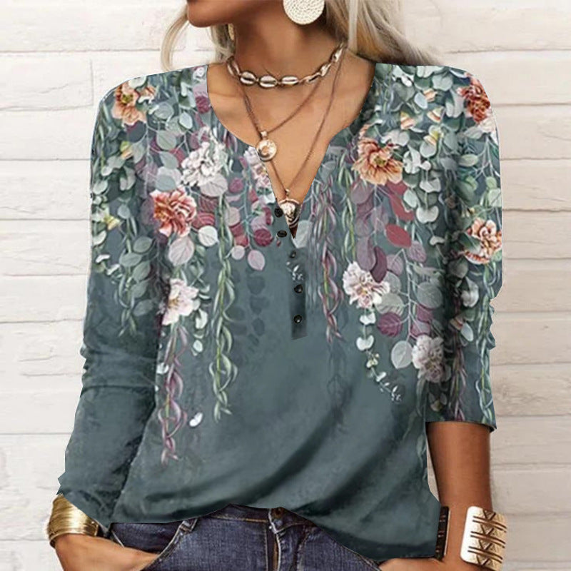 Women's Long-Sleeve Casual Shirt with Playful Pattern