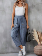 Women's Elegant Casual Pants with Button Details