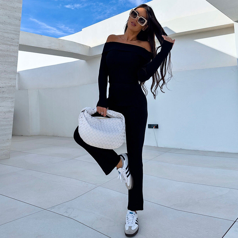 Elegant Off-Shoulder Jumpsuit with Long Leg