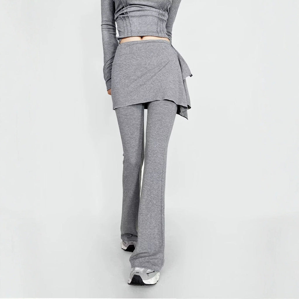 Women's Flared Pants with Asymmetric Overlay