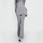 Women's Flared Pants with Asymmetric Overlay
