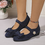 Women's Ballet Flats with Decorative Bow and Comfortable Wedge Heel