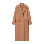 Elegant Women's Double-Breasted Wool Coat