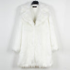 Women's Luxury Faux Fur Coat with Wide Lapel