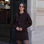 Elegant High-Waisted Knit Mini Skirt with Side Seams