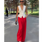 Women's Elegant Blazer and Wide-Leg Trouser Set