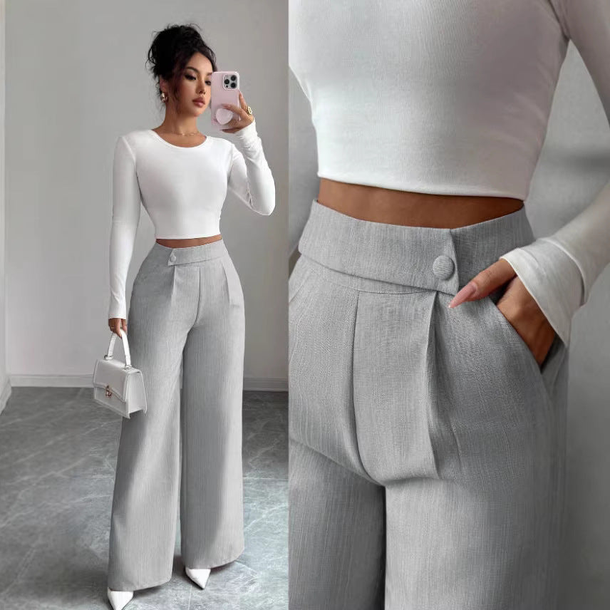 High-Waisted Elegant Soft Trousers