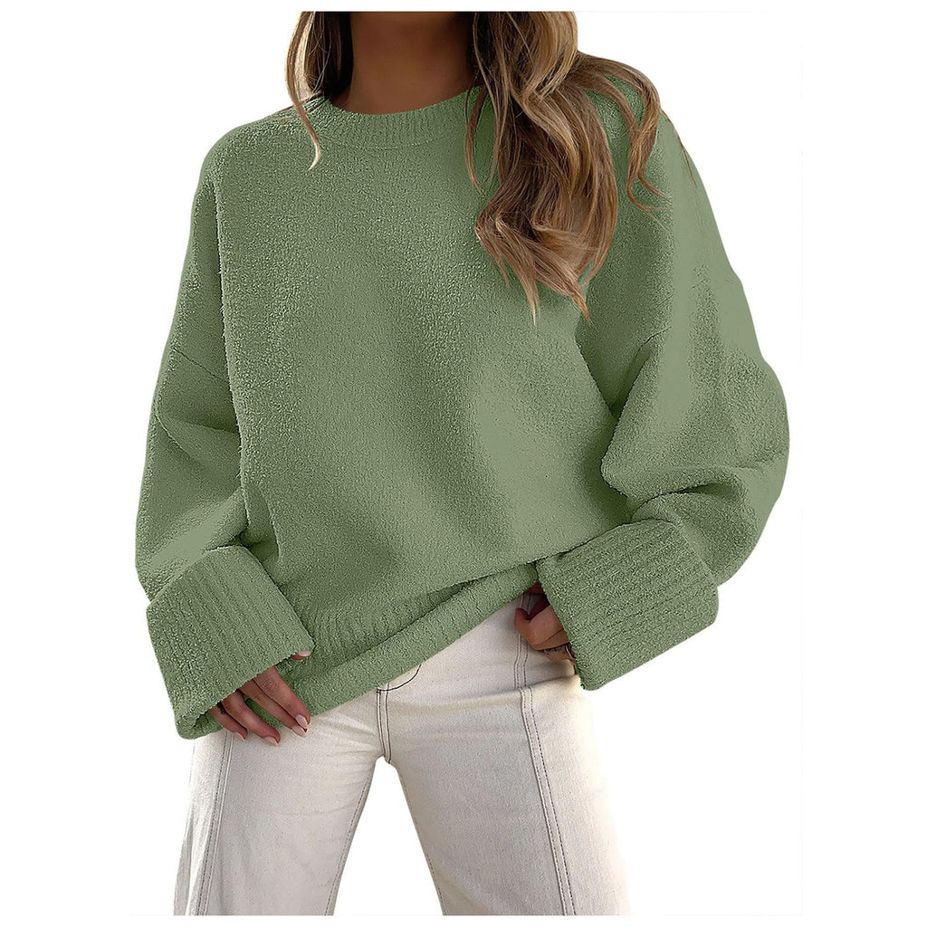 Women's Fluffy Oversized Pullover with Wide Cuffs