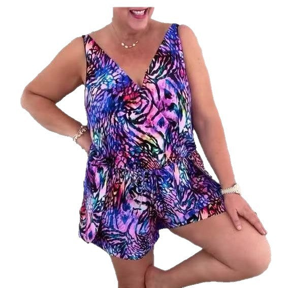 Casual Women's Jumpsuit with Colorful Animal Print
