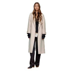Women's Elegant Wool Coat with Belt and Wide Sleeves