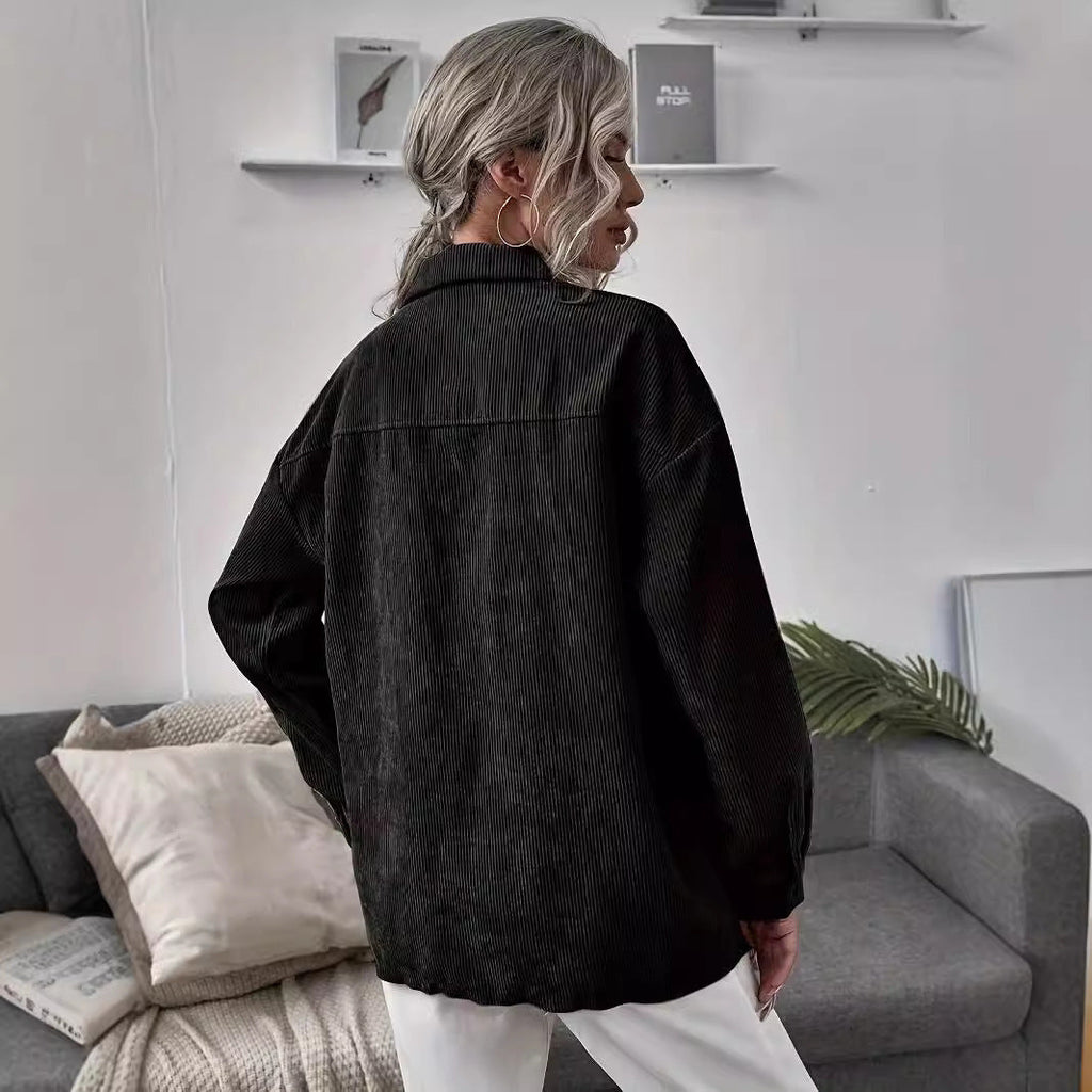 Women's Corduroy Jacket with Modern Cut and Practical Pockets