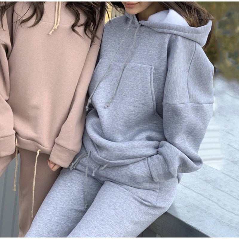 Women's Casual Hooded Suit with Pockets and Adjustable Waist