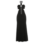 Women's Elegant Evening Dress with Slim Cut and Shiny Accents