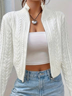Women's Designer Cardigan with Cable Knit Pattern