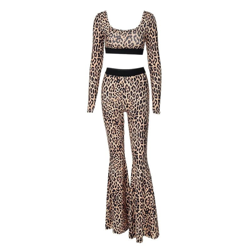 Women's Fitted Flared Jumpsuit with Animal Print