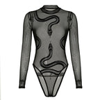 Women's Sleeveless Mesh Top with Snake Design
