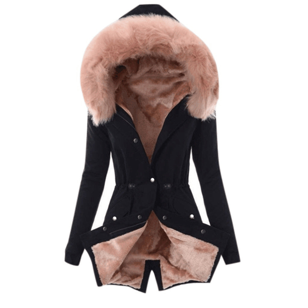Women's Lined Parka with Faux Fur Collar