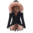 Women's Lined Parka with Faux Fur Collar