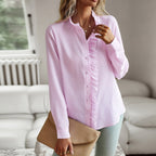 Women's Blouse with Ruffle Details and Fine Texture