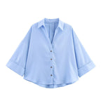 Women's Shirt Blouse with Casual Cut and Elegant 3/4 Sleeves