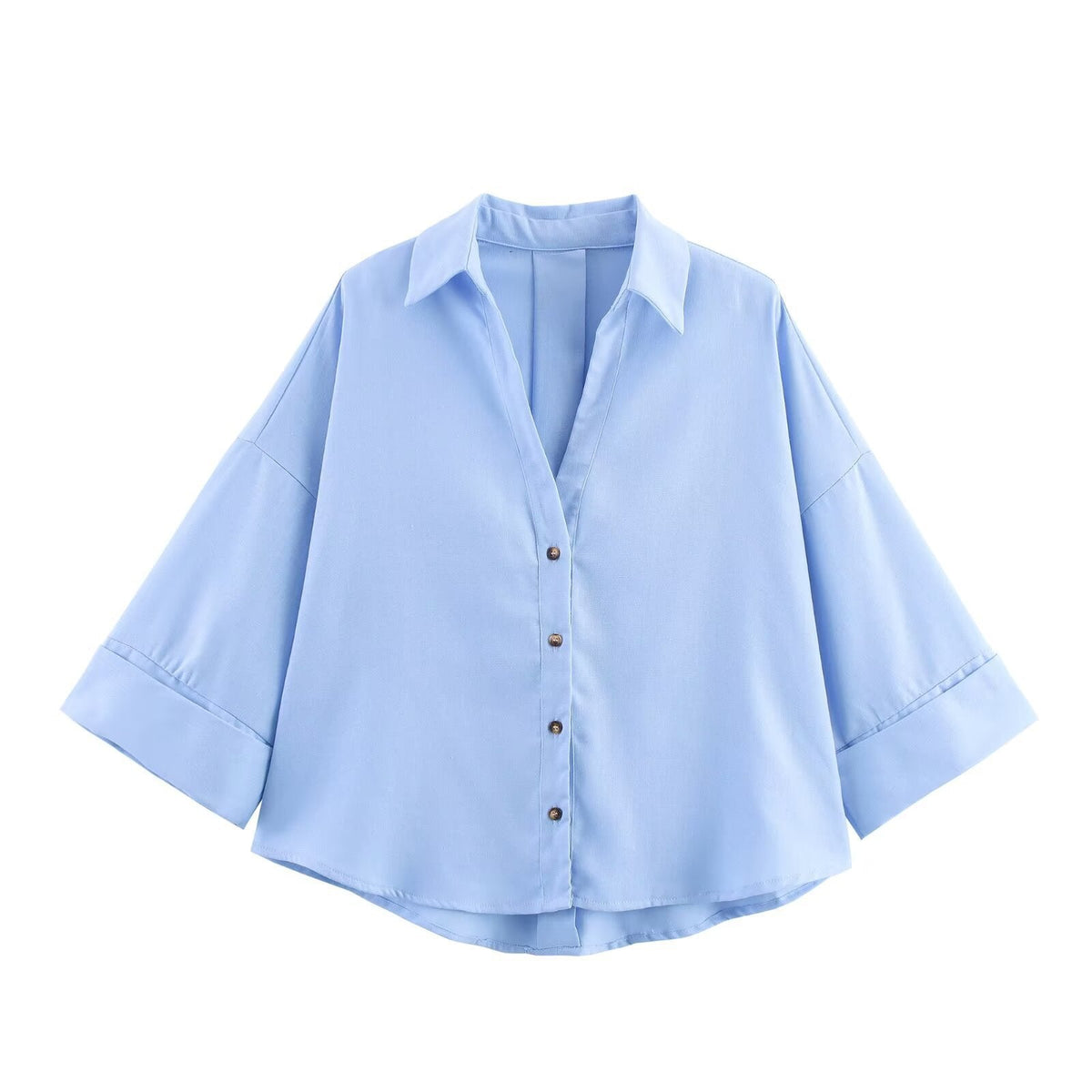 Women's Shirt Blouse with Casual Cut and Elegant 3/4 Sleeves
