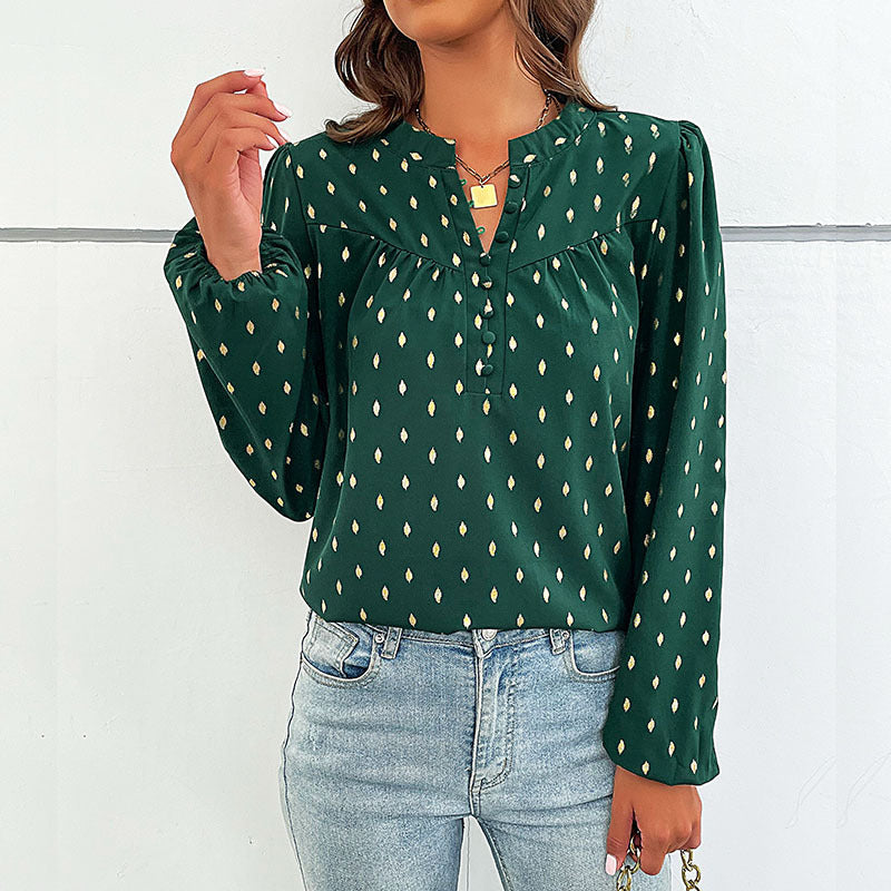Women's Elegant Blouse with Folded Sleeves