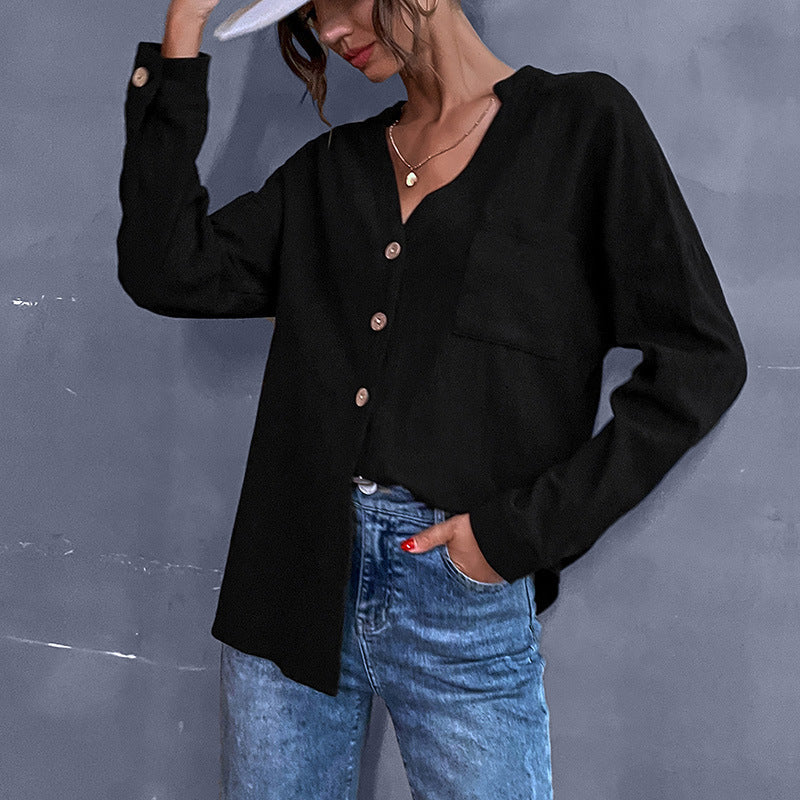 Casual Cropped Blouse with Button Details