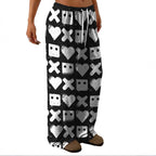 Women's Patterned Casual Pants with Elastic Waist and Deep Pockets
