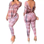 Casual Abstract Print Outfit with Drop Shoulders