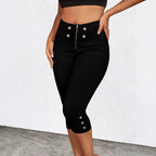 Women's Elegant High-Waisted Cropped Trousers