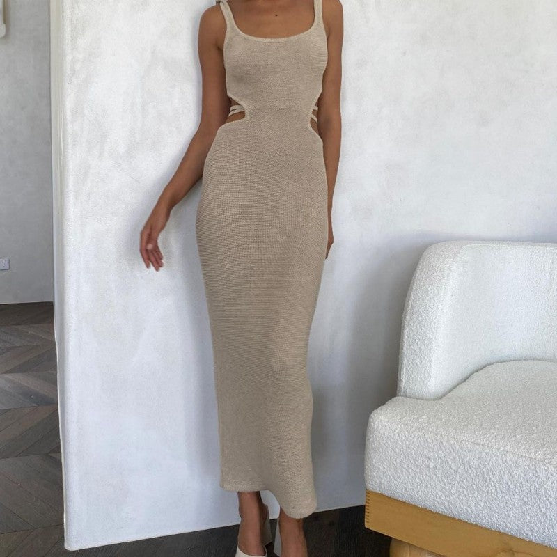 Women's Maxi Skirt with Cut-Out Design and Striped Pattern