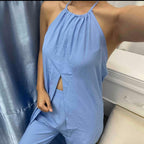 Elegant Open-Front Jumpsuit with Long Cape