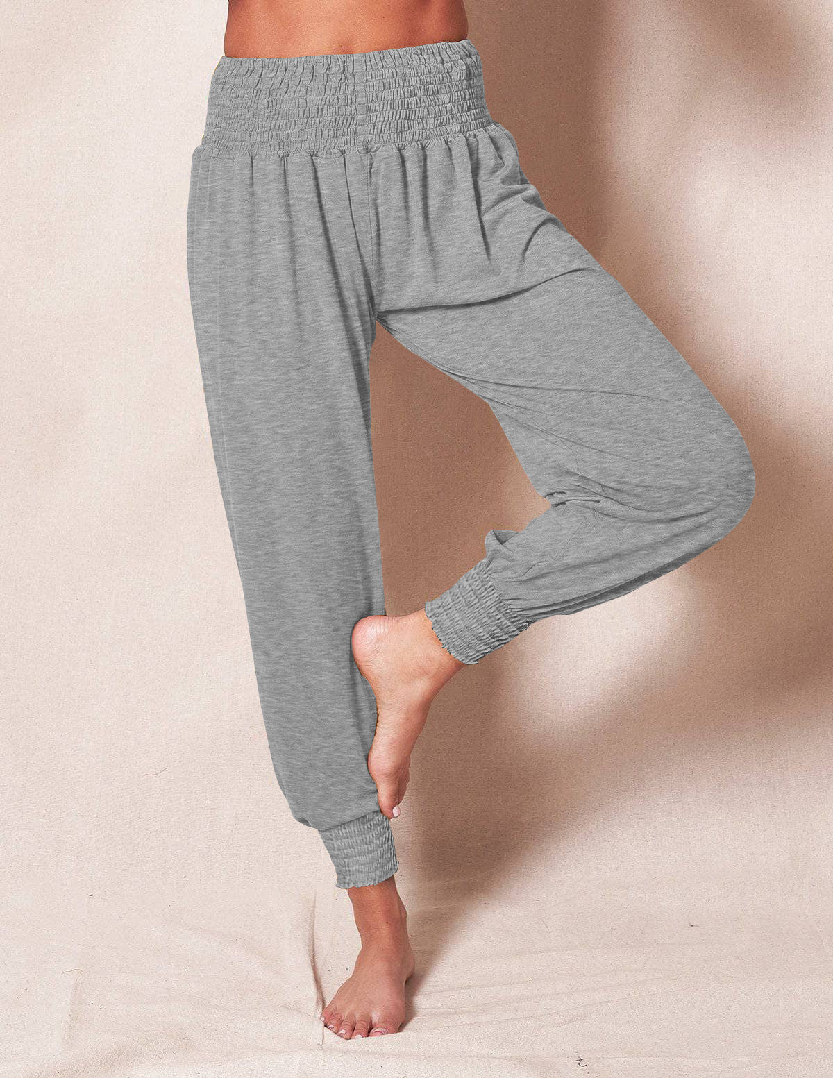 Women's Comfortable Casual Pants with Elastic Waist and Slim Cuffs