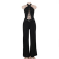 Women's Form-Fitting Jumpsuit with Refined Lace-Up Design