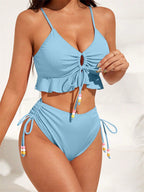 Women's Swimsuit with Ruffle Details and Adjustable Straps