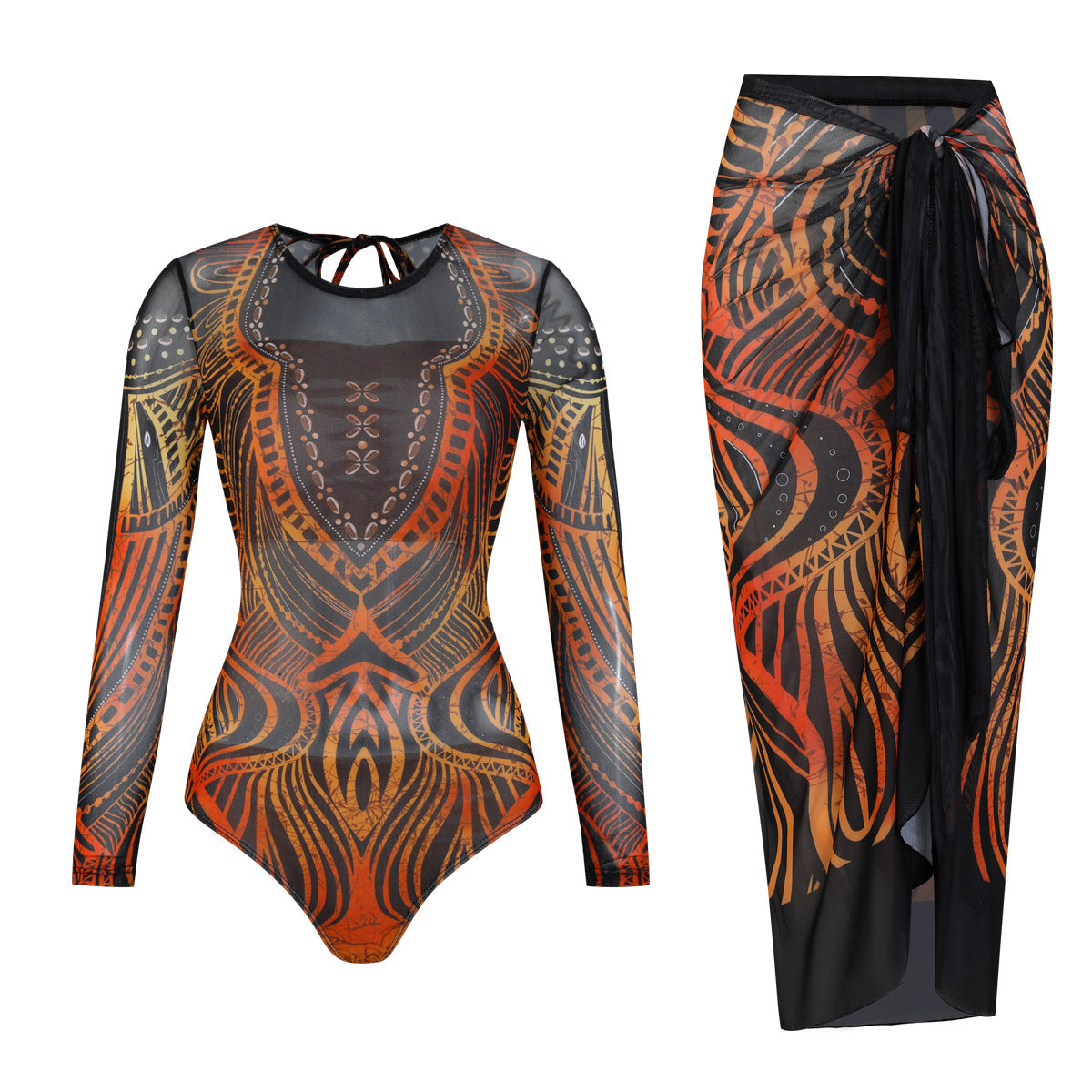 Women's High-Waisted Palazzo Trousers with Pattern