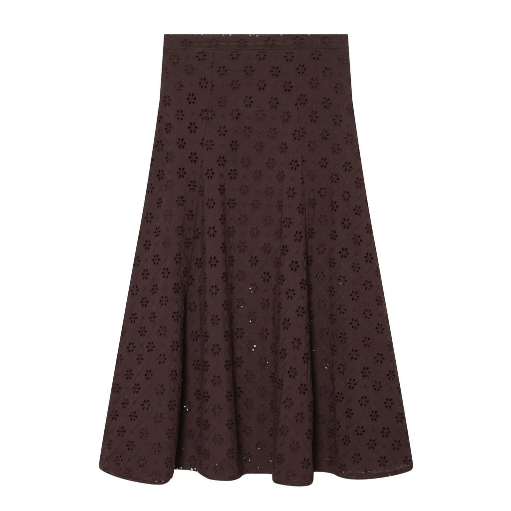 Women's Midi Skirt with Fine Eyelet Embroidery