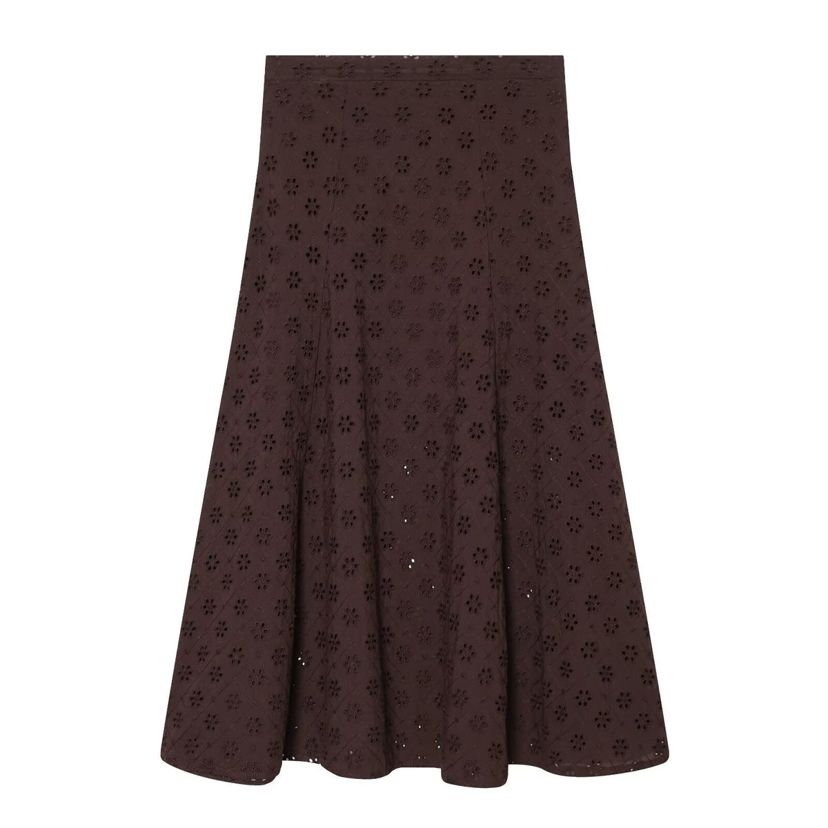 Women's Midi Skirt with Fine Eyelet Embroidery