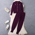 Women's Elegant Knit Suit Set with Button Details