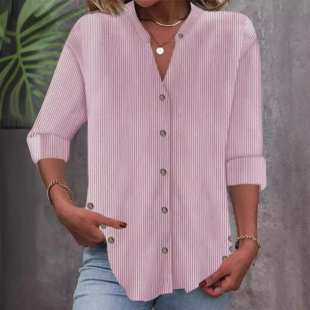 Women's Button-Down Striped Blouse