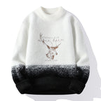 Women's Fluffy High-Neck Sweater with Graphic Motif