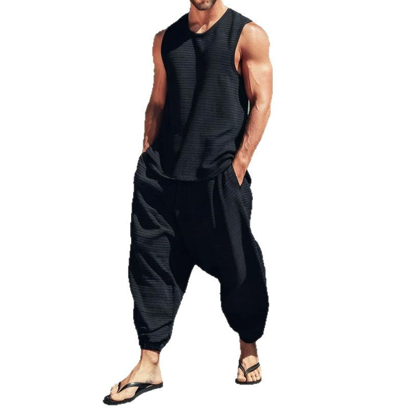 Men's Two-Piece Textured Jersey Lounge Set