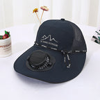 Ventilated outdoor sun hat with solar fan