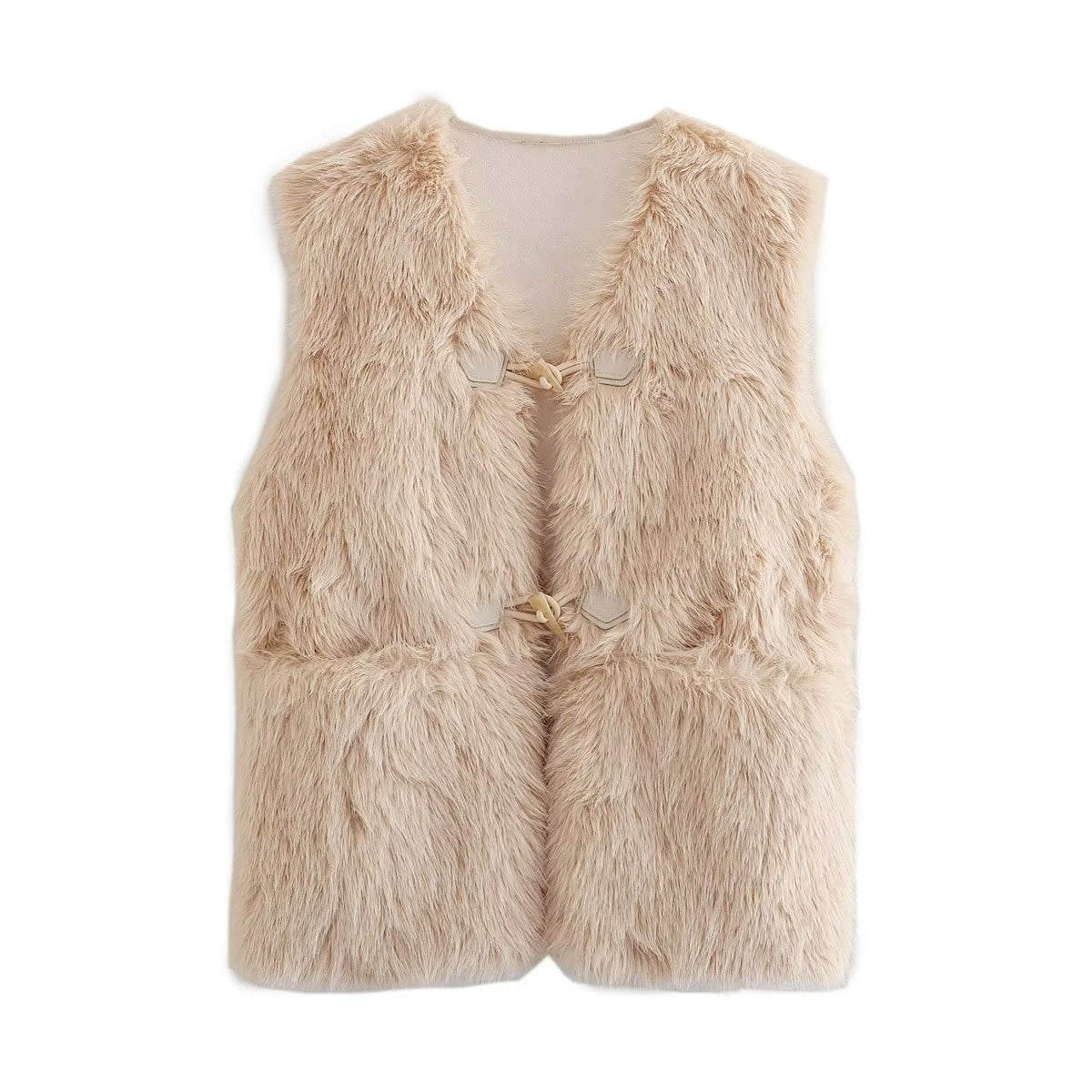 Women's Fluffy Vest with Sophisticated Buckles
