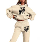 Women's Casual Hoodie and Jogging Pants Set with Inspiring Lettering