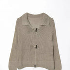 Women's Knit Cardigan with Elegant Buttons and Textured Finish
