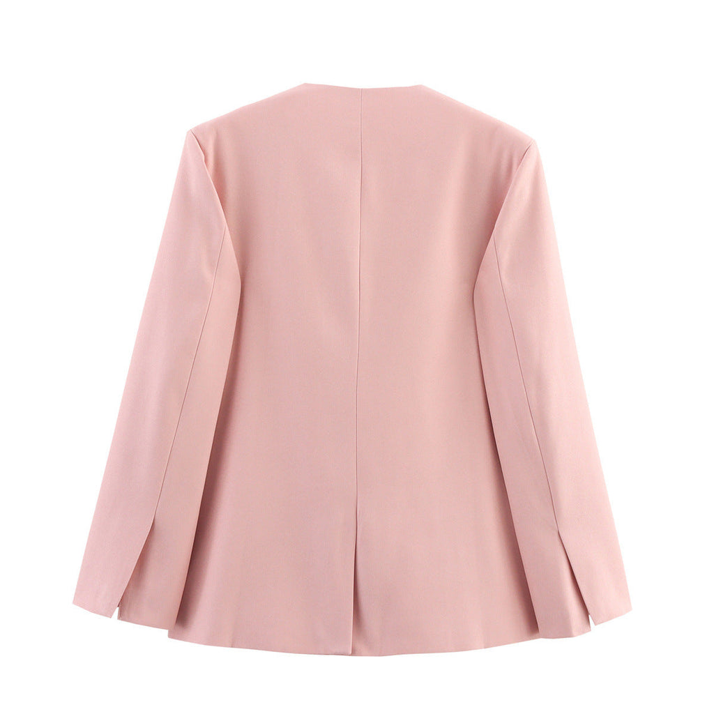 Elegant Oversized V-Neck Blazer with Pockets