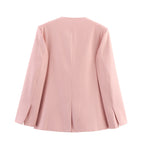 Elegant Oversized V-Neck Blazer with Pockets