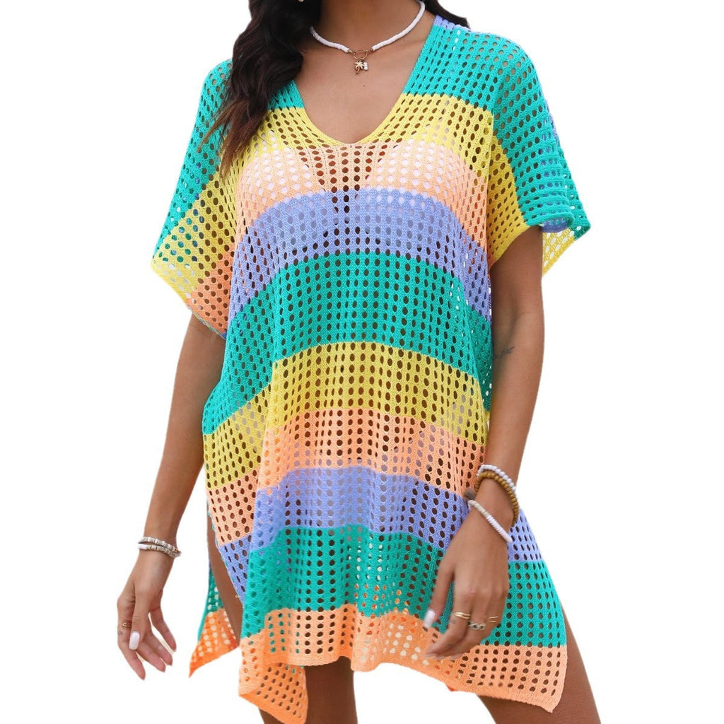 Women's Airy Mesh Beach Cover-Up with V-Neck